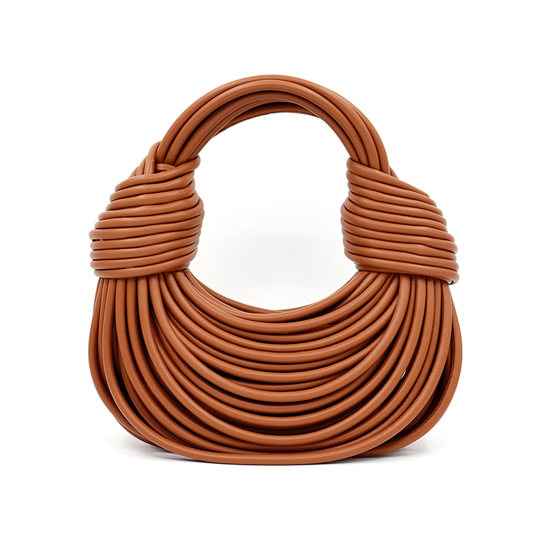 Popular Pouch Bag Casual Small Handmade Tote Vintage Line Bags Double Knotted Shoulder Bag Vegan Lea