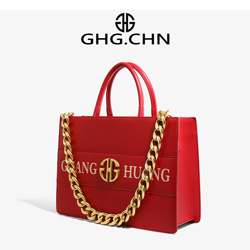 high quality red PVC women's designer handbag large capacity Tote bag chain single shoulder bag offi
