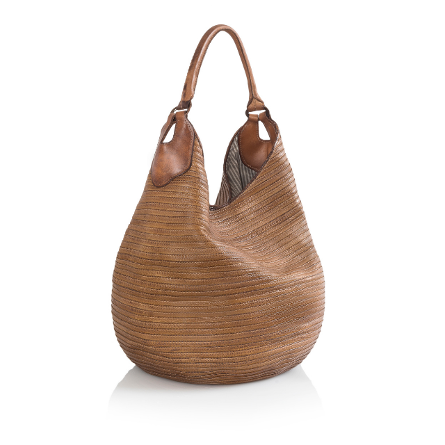 Premium Italian Fashion Handmade Striped Genuine Leather Hobo Bag For Woman