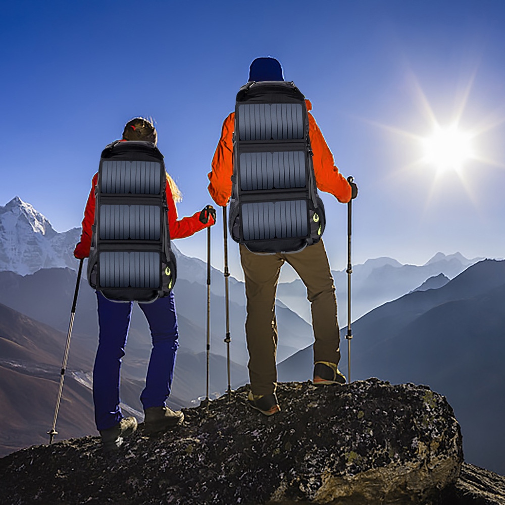 solar panel powered battery backpack 20W solar travel hiking bag for smartphone solar backpacks