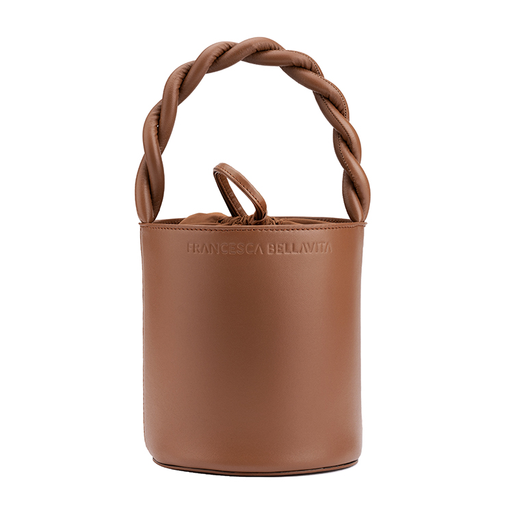 Light Blue Coulisse Cotton Lining Nappa 2022 Handmade Italian Bucket Fashion Handbags For Girls Leat