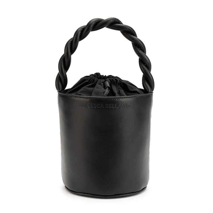 Light Blue Coulisse Cotton Lining Nappa 2022 Handmade Italian Bucket Fashion Handbags For Girls Leat