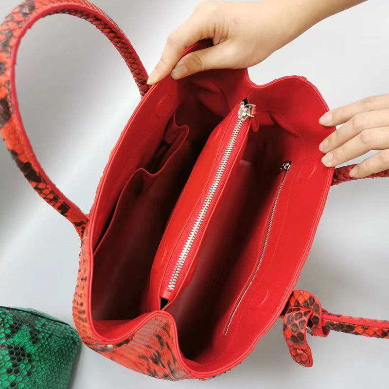2021Women's luxury handbag first lady bag raw boa skin high end custom large capacity fashion trend