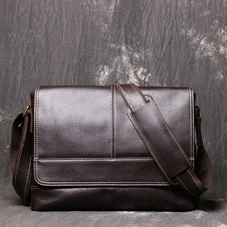 Luxury Business Document Bags Genuine Leather Large Capacity Shoulder Bag Crazy Horse Men's Messenge