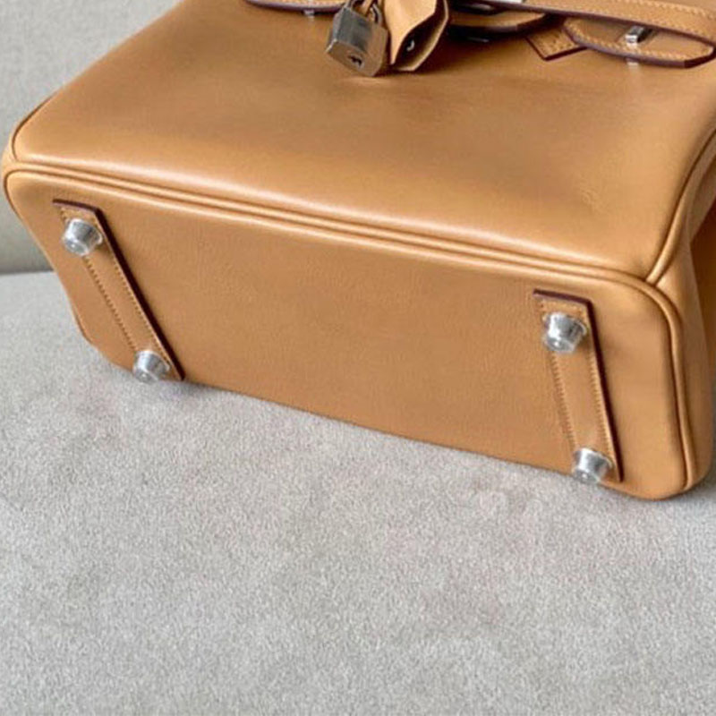 Togo Leather Handmade honey wax platinum bag imported calf leather lychee pattern Handbag lock women