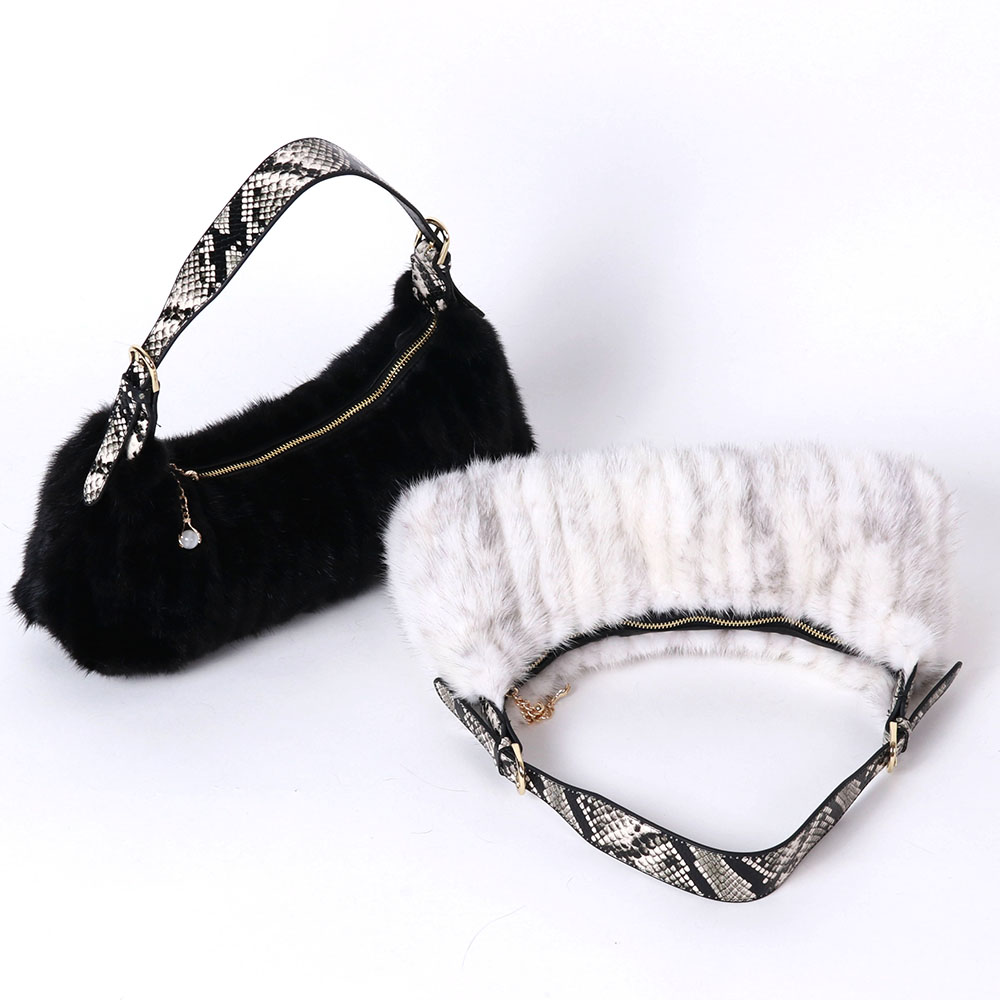 Women Real Mink Fur Shoulder Bags High Quality Hand Bags Ladies