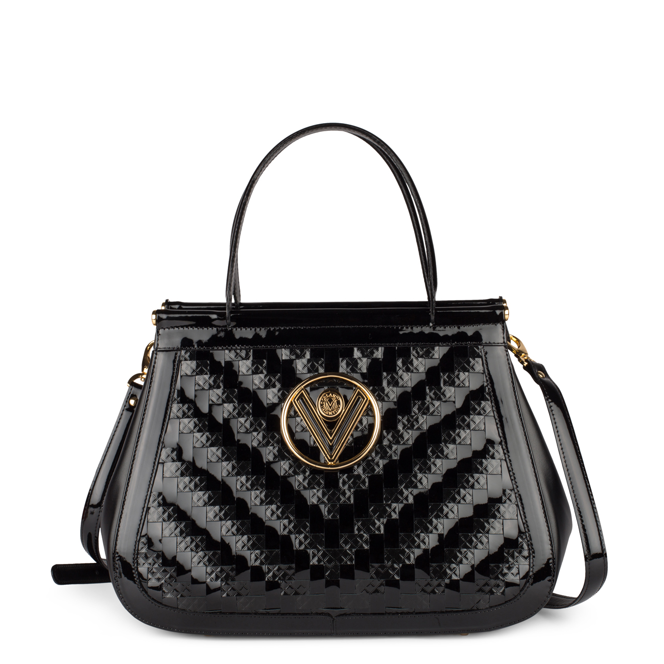 WOMEN BLACK BAG 26013 MADE IN WOVEN PATENT LEATHER