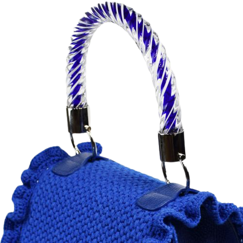 ROSALBA LEATHER CROCHET BLUE Luxury Bag Made in Italy