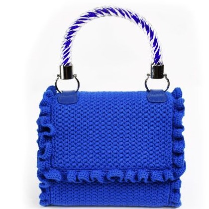 ROSALBA LEATHER CROCHET BLUE Luxury Bag Made in Italy
