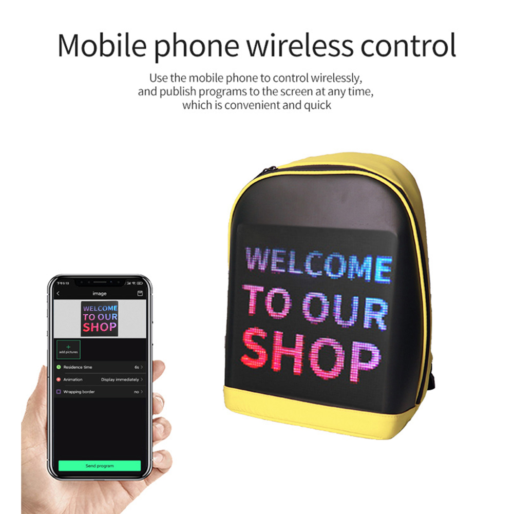 CRELANDER LED Backpack Smart Bluetooth APP Control DIY Display Laptop Bags Waterproof LED Bag For Me