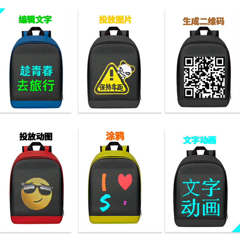 CRELANDER LED Backpack Smart Bluetooth APP Control DIY Display Laptop Bags Waterproof LED Bag For Me