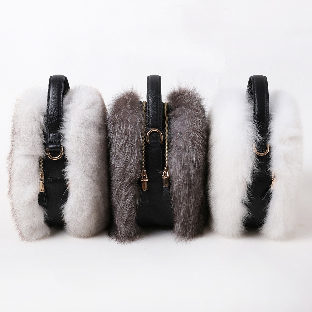 High Quality Real Fox Fur Women Shoulder Bags Winter Fashion Ladies Fluffy Handbag