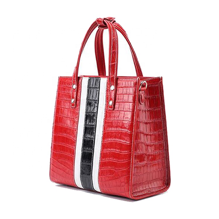 Customized design luxury stylish women genuine crocodile leather skin tote bag handbag