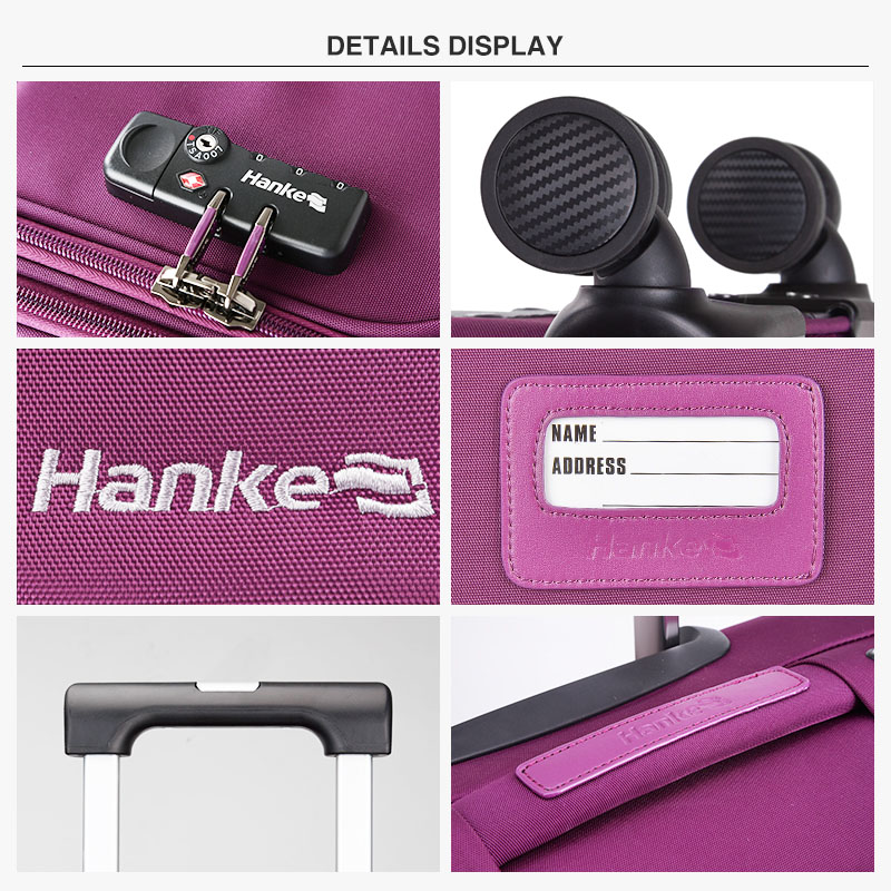 Hanke New arrival waterproof fabric trolley suitcase set Custom business travel vintage luggage bag
