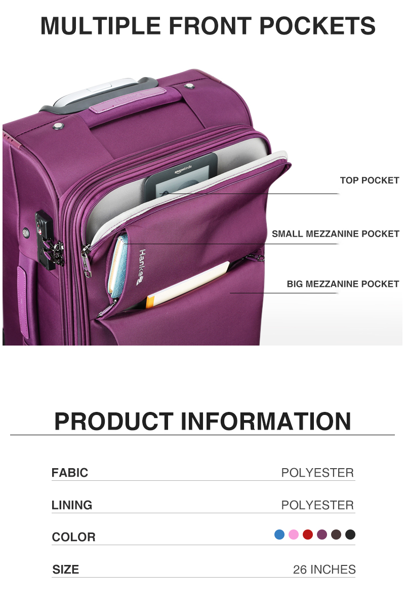 Hanke New arrival waterproof fabric trolley suitcase set Custom business travel vintage luggage bag
