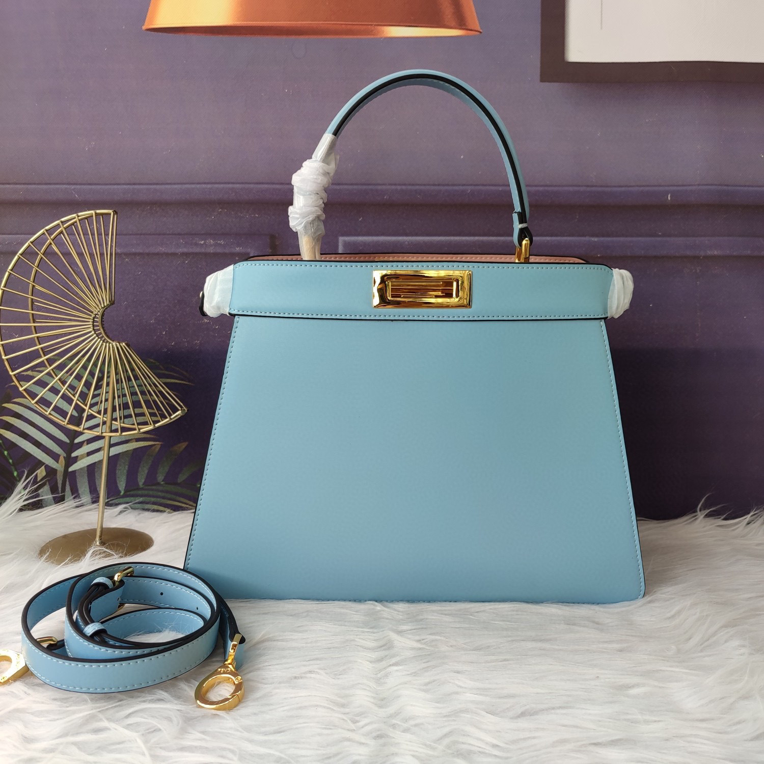 Luxury brand simple large kitten bag designer 8BN327 portable messenger peekaboo iseeu cowhide OL wo