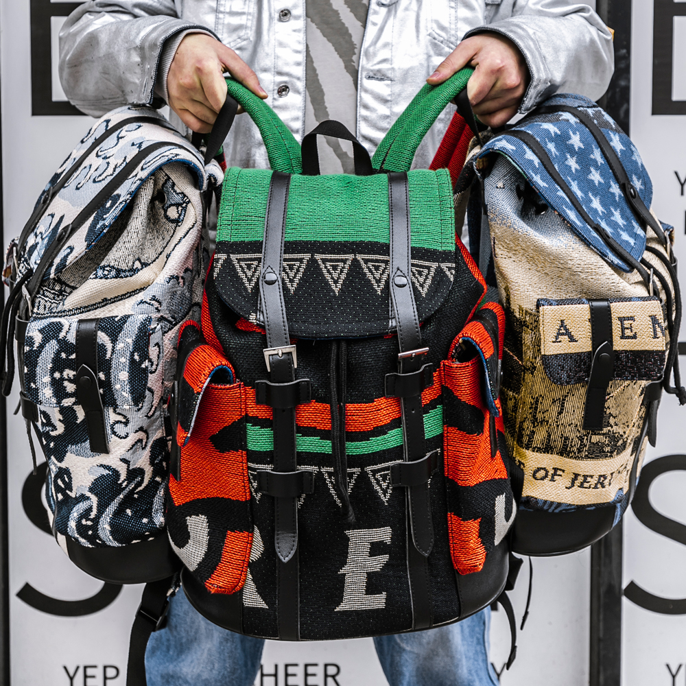 Popular Style Fashionable Custom Logo Tapestry Travelling Backpack Book Bags