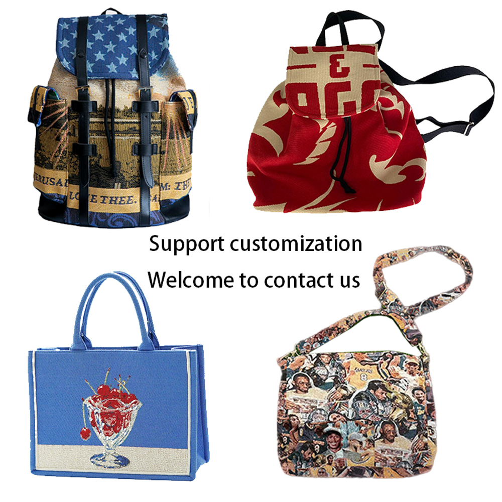 Popular Style Fashionable Custom Logo Tapestry Travelling Backpack Book Bags