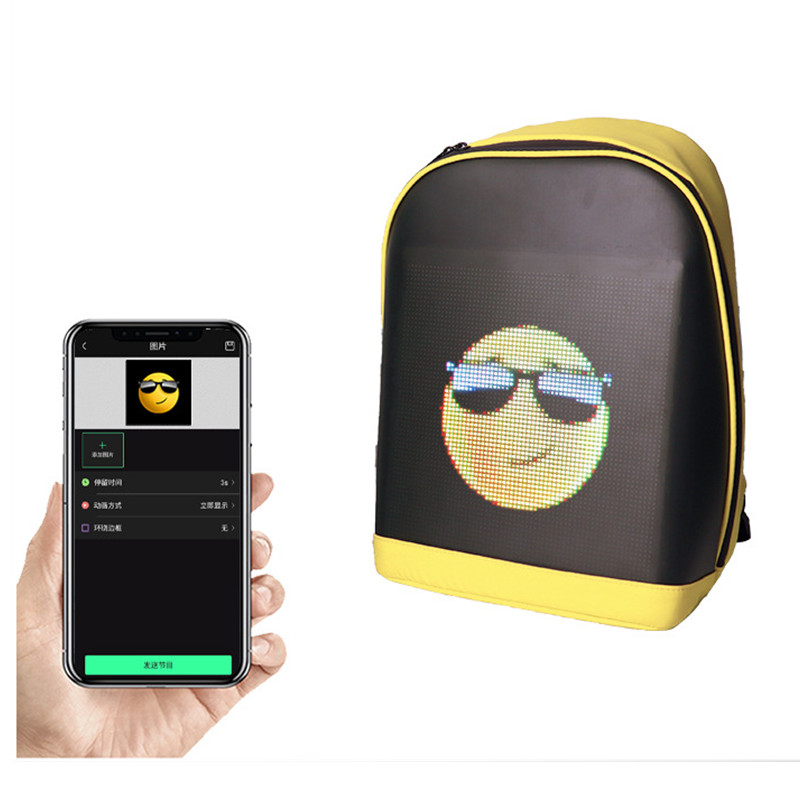 Trend Newest Waterproof Phone Wifi Control Software Editing Smart Led dynamic Backpack School bag Wi