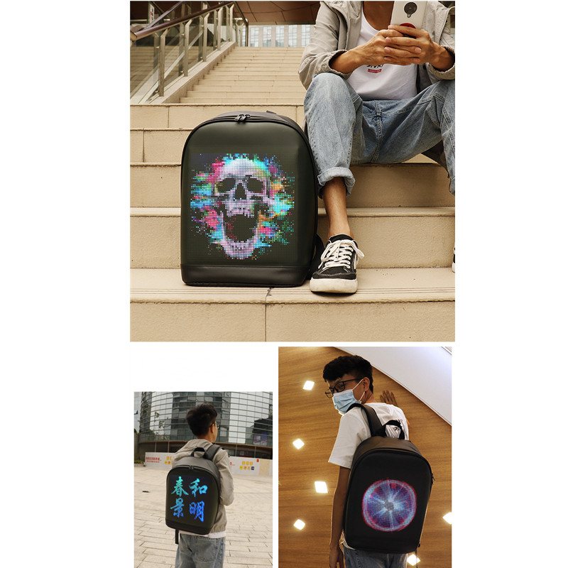 Trend Newest Waterproof Phone Wifi Control Software Editing Smart Led dynamic Backpack School bag Wi