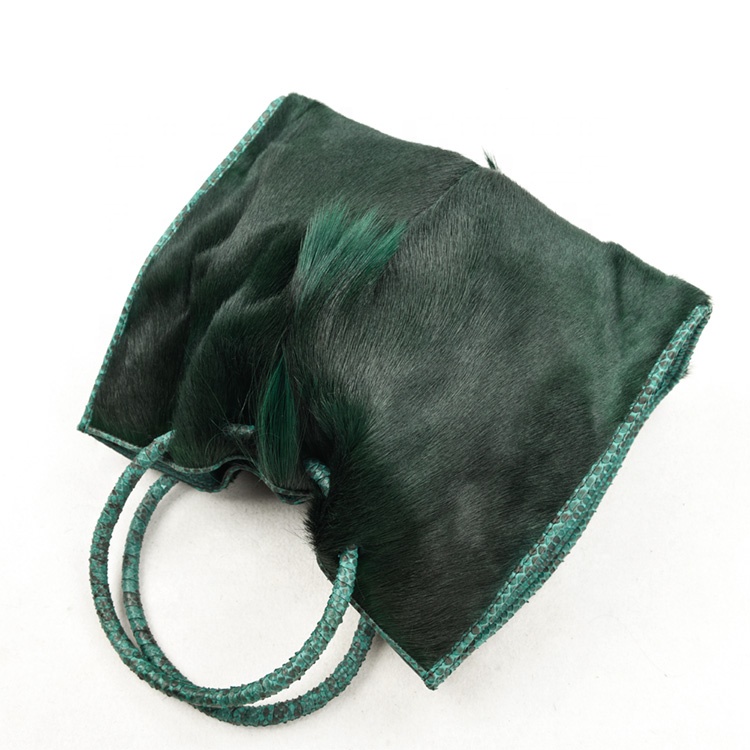 Luxury antelope fur handbags women elegant python tote  bags Dark Green lady purse luxury fashion  e