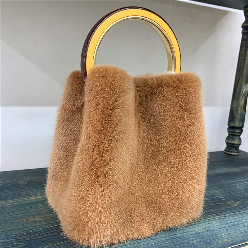 Wholesale Real fur eco-friendly mink velvet handbag messenger bag fashion various colors