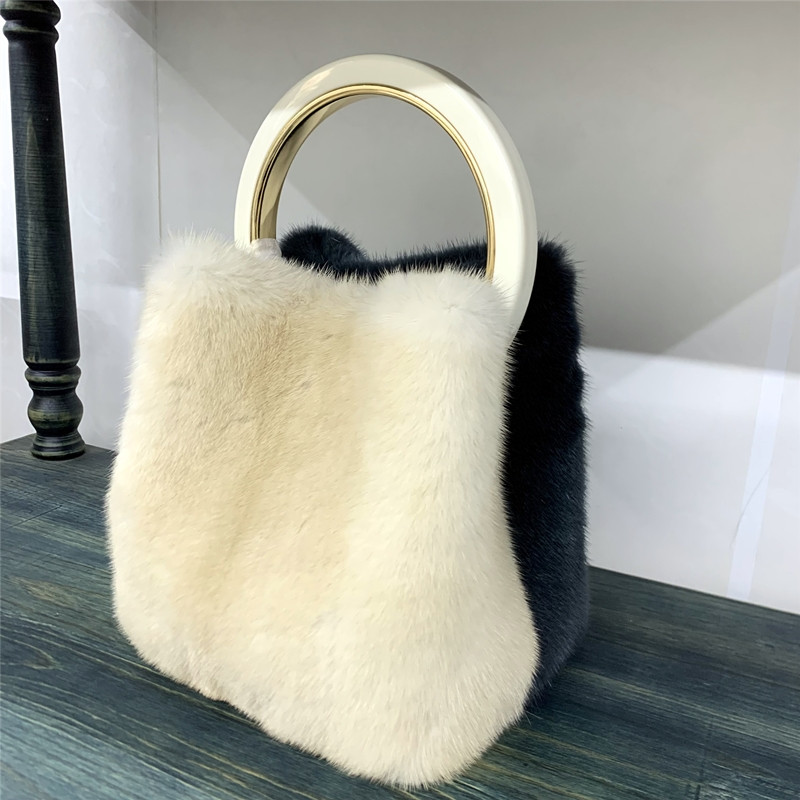 Wholesale Real fur eco-friendly mink velvet handbag messenger bag fashion various colors