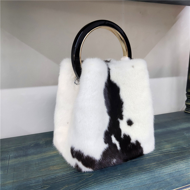 Wholesale Real fur eco-friendly mink velvet handbag messenger bag fashion various colors