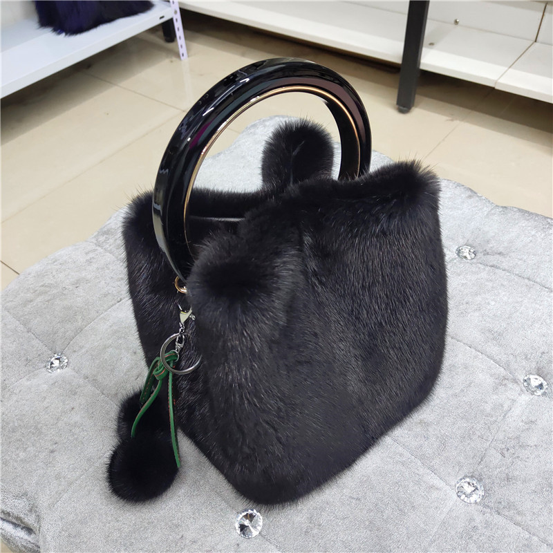 Wholesale Real fur eco-friendly mink velvet handbag messenger bag fashion various colors