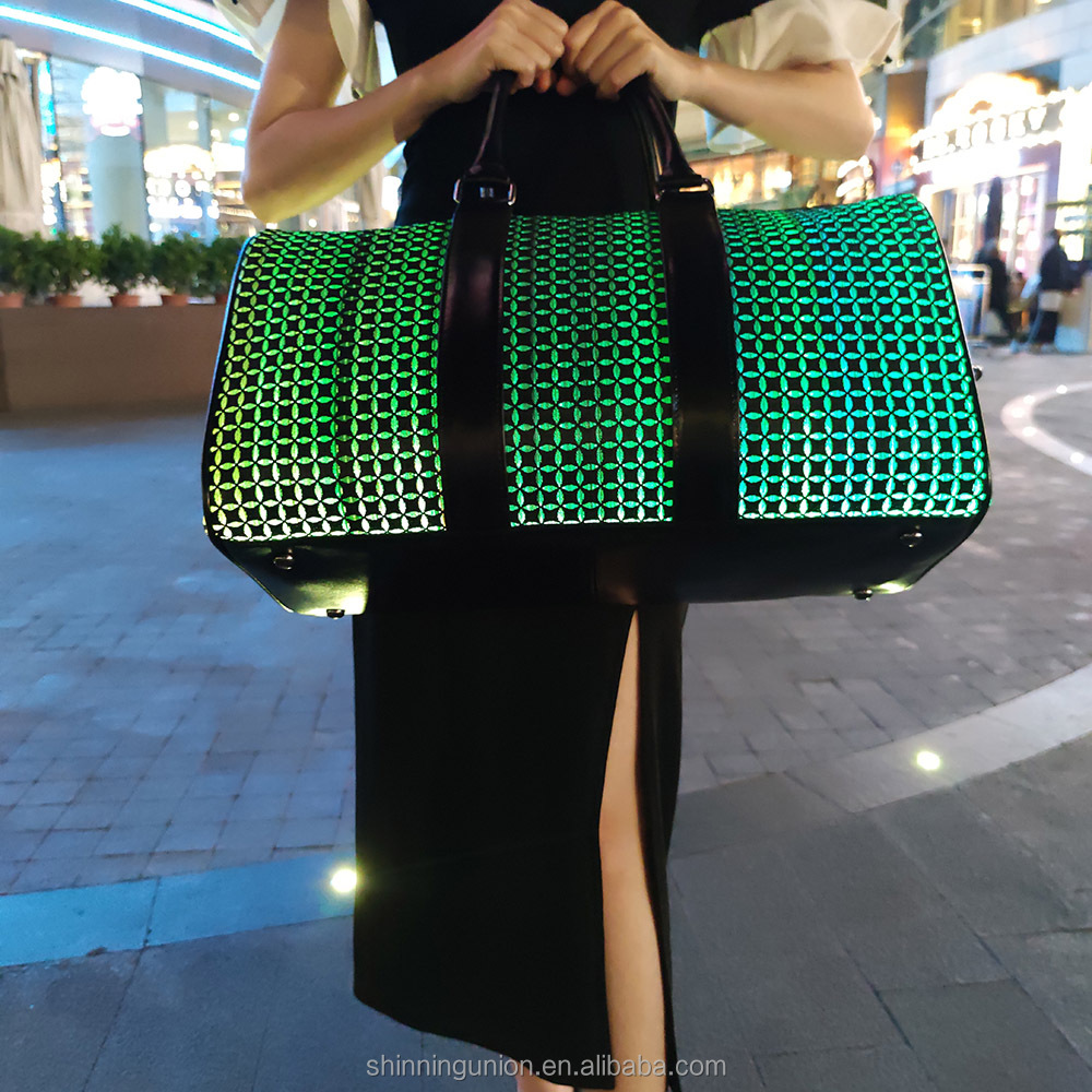 Fabric Jacquard Tote Bag OEM Art Strap - Weave LED Light Sling Shoulder Bag Pack Luxury Geometric Lu