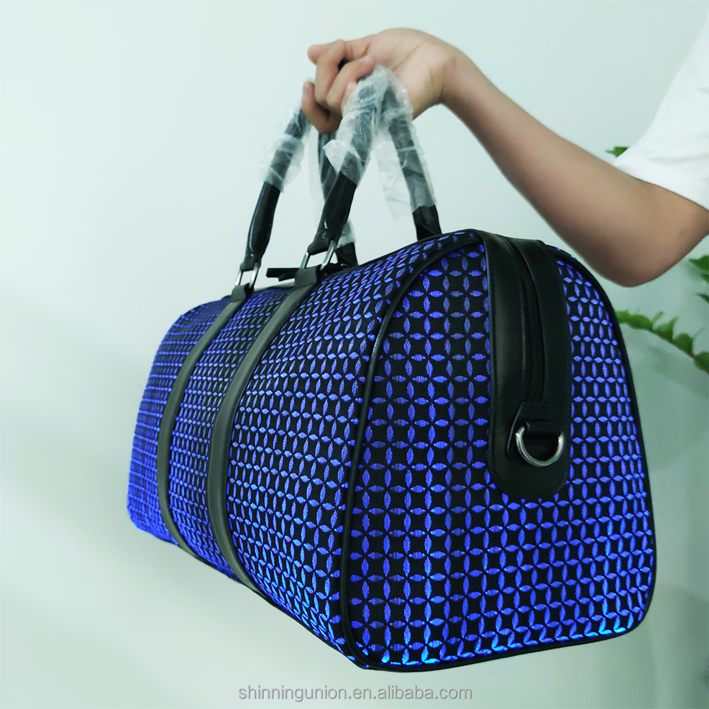 Fabric Jacquard Tote Bag OEM Art Strap - Weave LED Light Sling Shoulder Bag Pack Luxury Geometric Lu
