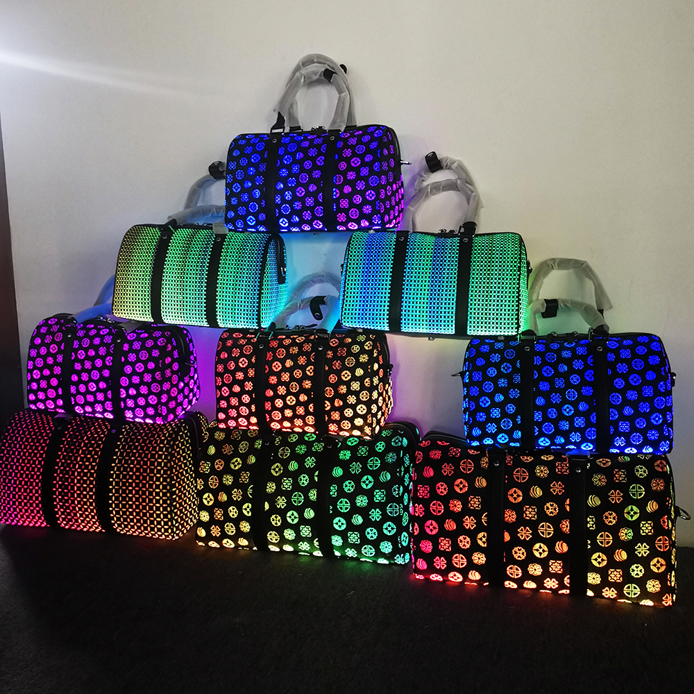 Fabric Jacquard Tote Bag OEM Art Strap - Weave LED Light Sling Shoulder Bag Pack Luxury Geometric Lu