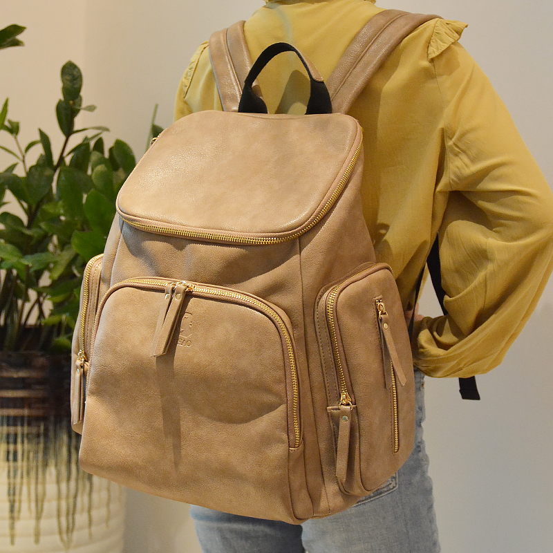 Wholesale factory custom high quality fashion mommy bag Genuine leather Pacifier bag waterproof diap