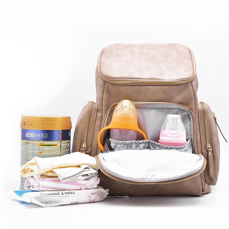 Wholesale factory custom high quality fashion mommy bag Genuine leather Pacifier bag waterproof diap