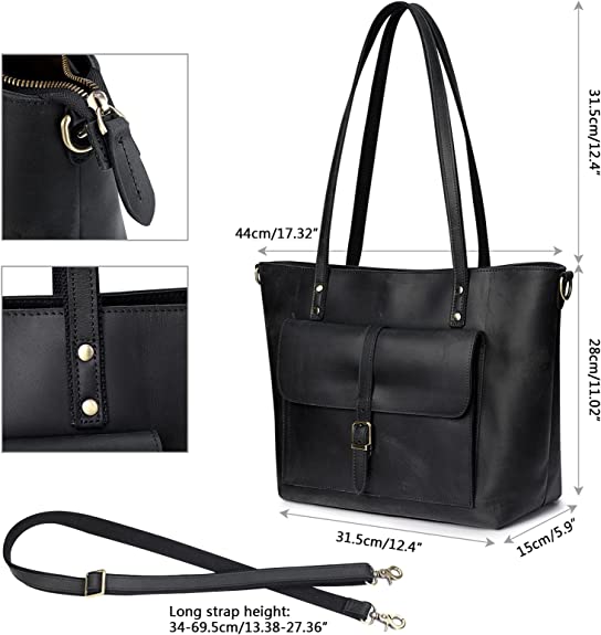 2022 Women Vintage Genuine Leather Tote Bag Leather Handbag Large Shoulder Purse Work Handbag