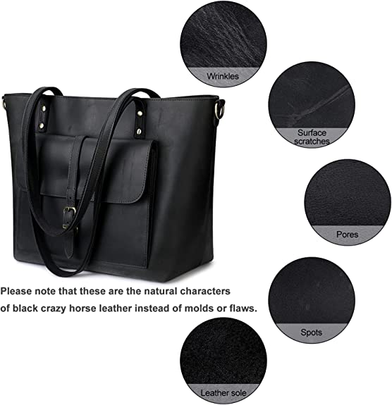 2022 Women Vintage Genuine Leather Tote Bag Leather Handbag Large Shoulder Purse Work Handbag