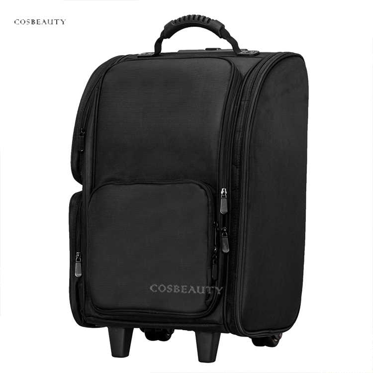FAMA factory Durable Makeup Case Black Nylon Travel Beauty Cosmetic Bag 4Pcs Separate Clear PVC Bag