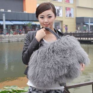 New arrival Jtfur Wholesalers China Supplier Nevy Ladies Feather Bag Women Real Sheep Fur Hand Bag