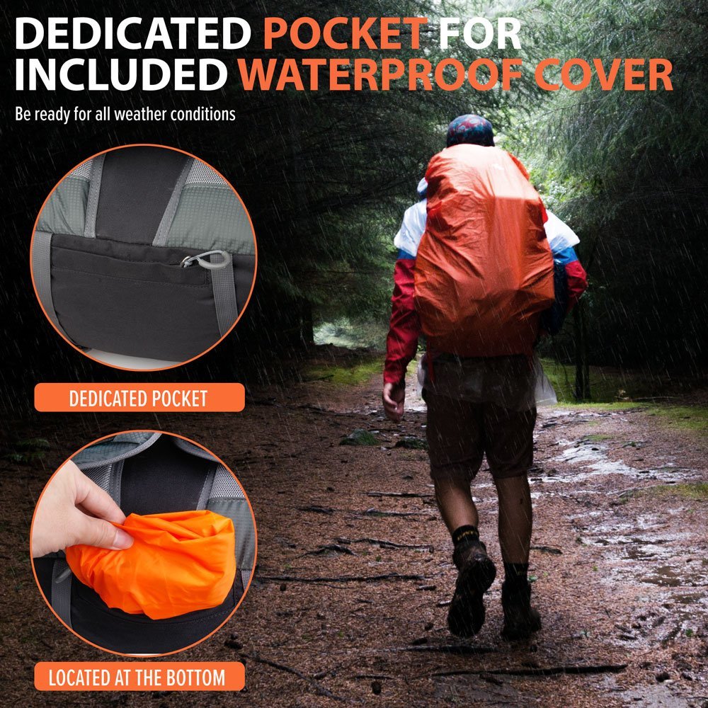 Woqi Mountaintop bag,60+10L Hiking outdoor camping Mountaineering Backpack bag with Rain Cover