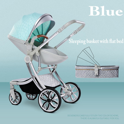 2021 new can sit and lie high landscape newborn shock absorption four-wheeled babyfond 3 in 1 baby s
