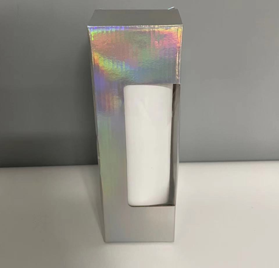 US Warehouse 20oz Window Box Gift Set Stainless Steel Holographic Box Double Wall Sublimation Straig
