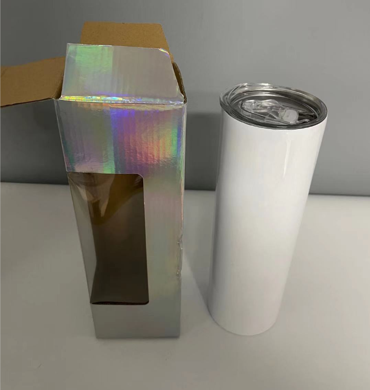 US Warehouse 20oz Window Box Gift Set Stainless Steel Holographic Box Double Wall Sublimation Straig