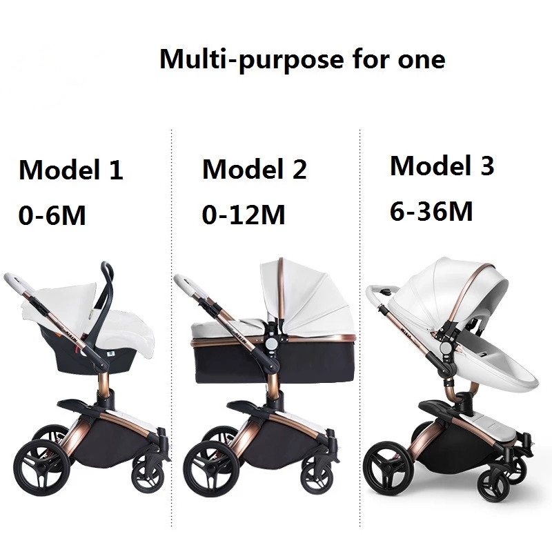 Fast Shipping Door To Door Luxury Baby Stroller 3 in 1 Folding bi-directional high landscape strolle
