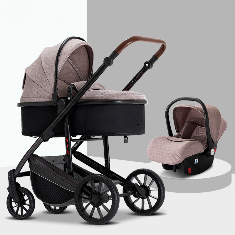 2022 OEM Amazon hot models 3 in 1 Stroller baby stroller can sit and lie four-wheel shock absorption