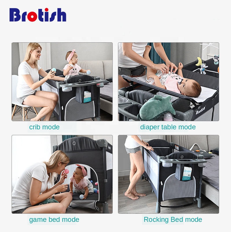 High Quality Foldable Portable Bassinet Crib Cot Safety Travel Bed Baby