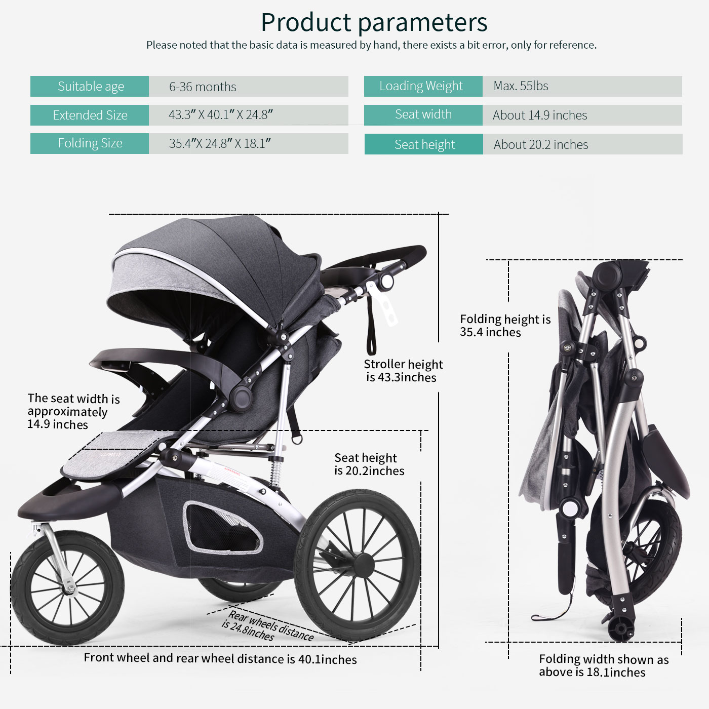 Factory Directly Sale 3 Wheels Travel System Strollers Tricycle Jogging Stroller For Baby