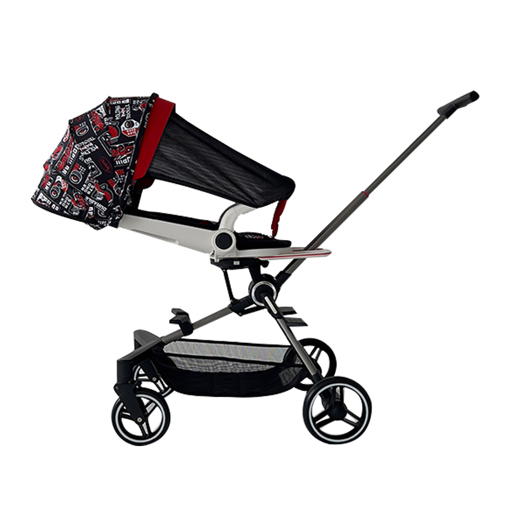 BEBELUX Convenience Stroller White and Black Lightweight Oversized Canopy Extra-Large Storage and Co