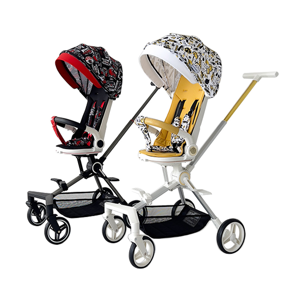 BEBELUX Convenience Stroller White and Black Lightweight Oversized Canopy Extra-Large Storage and Co