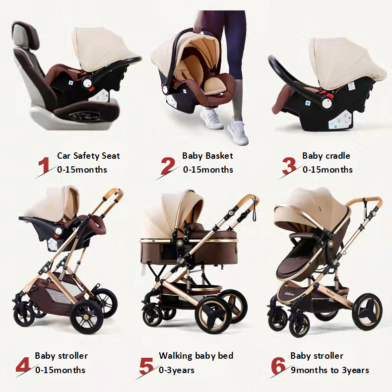 best selling quality hot mom luxury Baby babi jogger newborn Stroller 3 in 1 pram foldable 3 pieces 