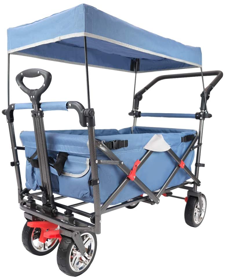Wagon Stroller Push Pull Folding Outdoor Baby for Kids Children and Child Polyester Stainless Steel 